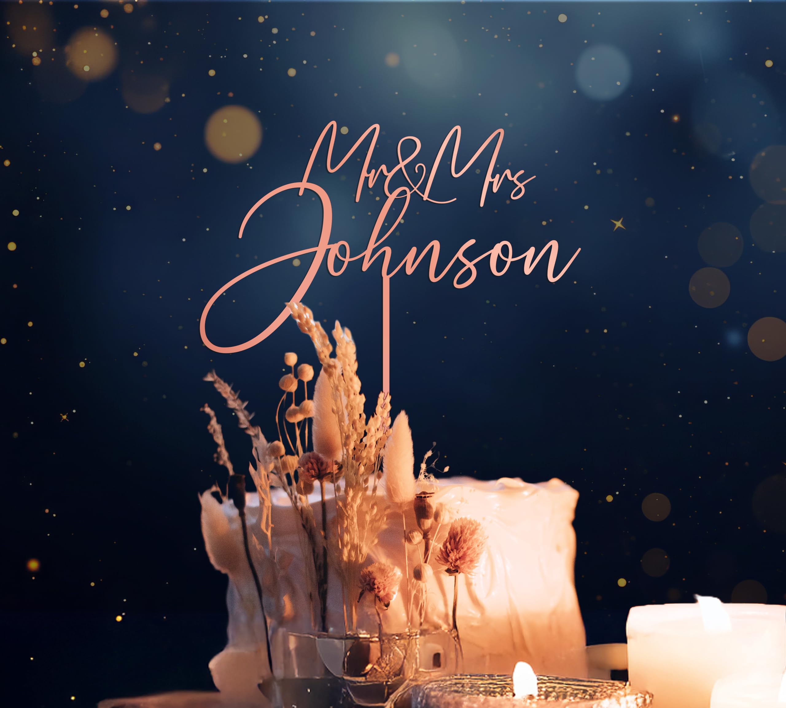 Custom Rustic Wedding Cake Topper - Personalized Mr & Mrs Script Cake Topper for Weddings - Handmade by CreativeLabsCo | Perfect for Rustic, Vintage & Farmhouse Wedding Cakes