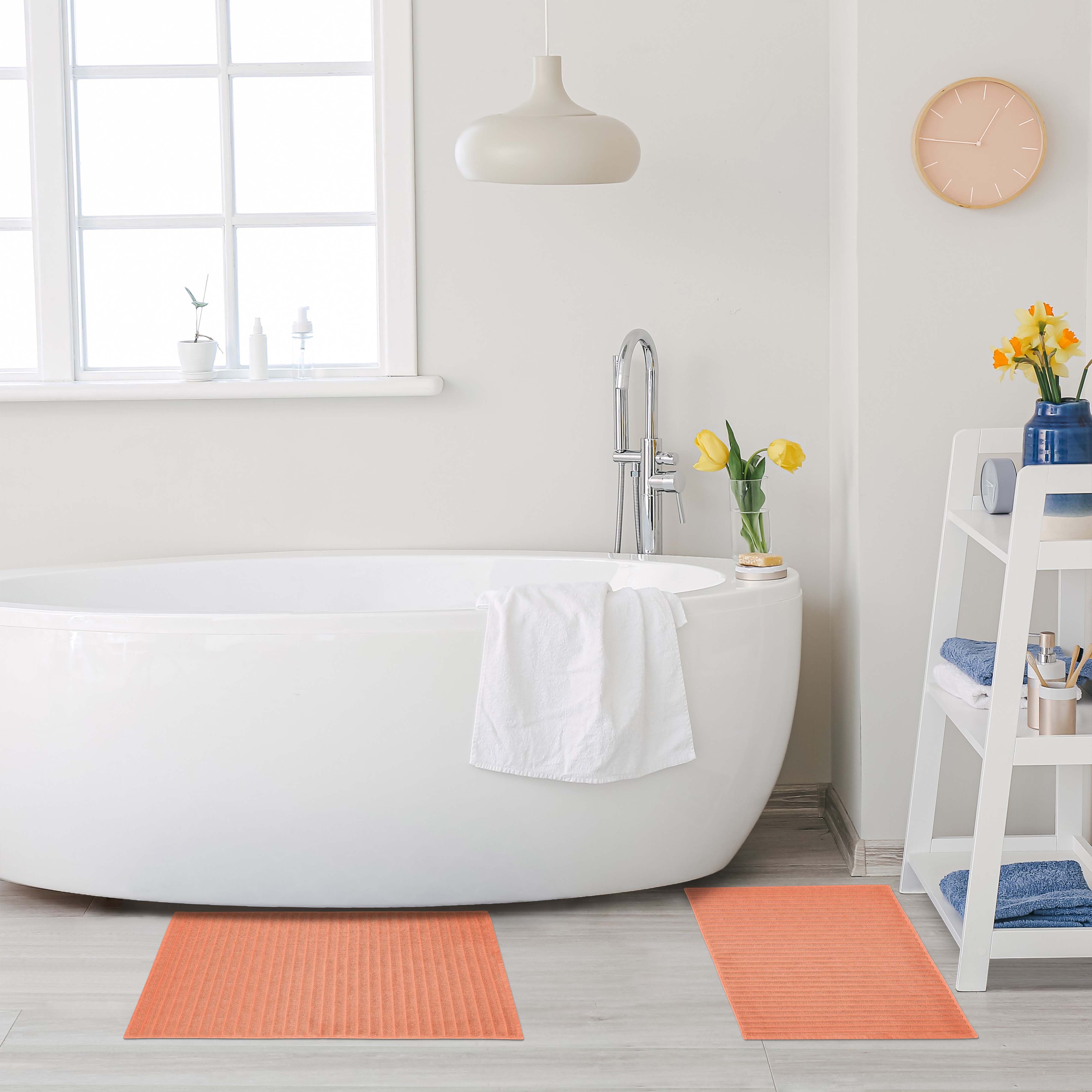 Eco-Friendly 2-Piece Cotton Bath Mat Set - Super Absorbent, Soft & Non-Slip - Perfect for Bathroom, Shower & Spa Relaxation
