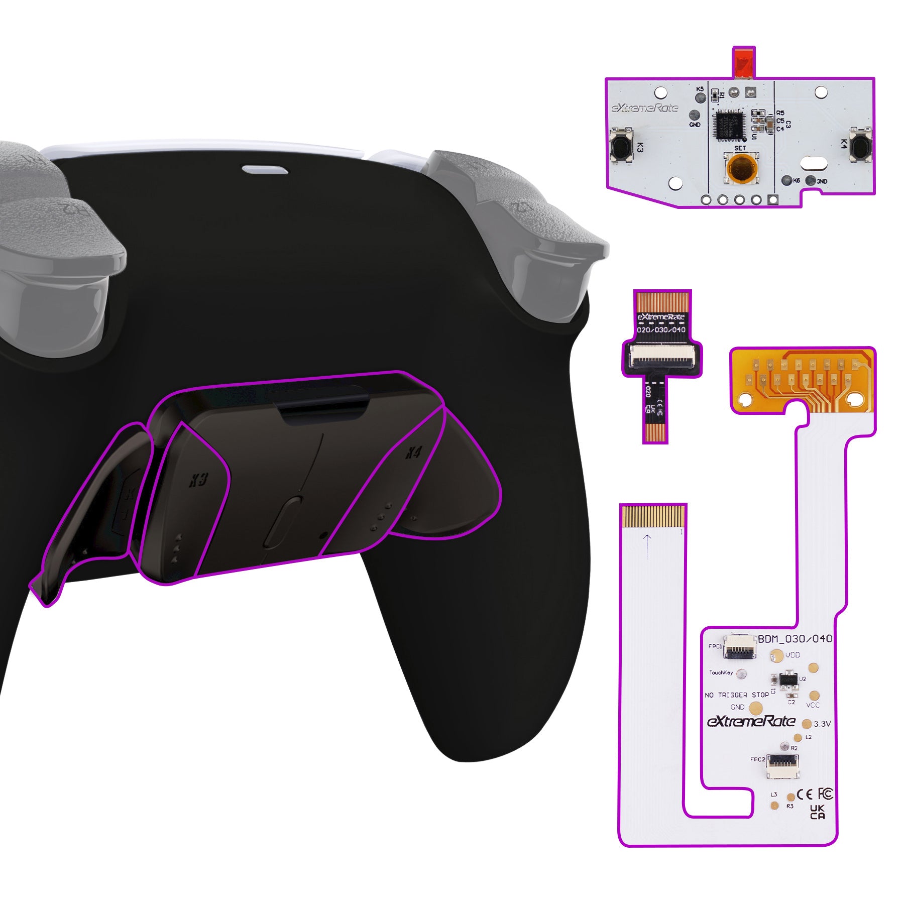 eXtremeRate Black Real Metal Buttons (RMB) V3 Remap Kit for PS5 Controller BDM-030/040/050 - Premium Gaming Upgrade for Enhanced Performance & Durability - Perfect for Competitive Gaming & Long Play Sessions