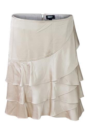 DKNY Gold Ruffled Layered Mid Rise Ra Ra Mini Skirt - Women's Fashion Party Skirt (Size US 8) | Perfect for Night Out, Club Wear & Special Occasions