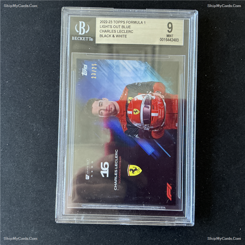 2022 Topps Lights Out F1 Charles Leclerc Nero Blue #23/25 BGS 9 Graded Card - Perfect for F1 Collectors, Racing Memorabilia Displays & Investment Portfolios