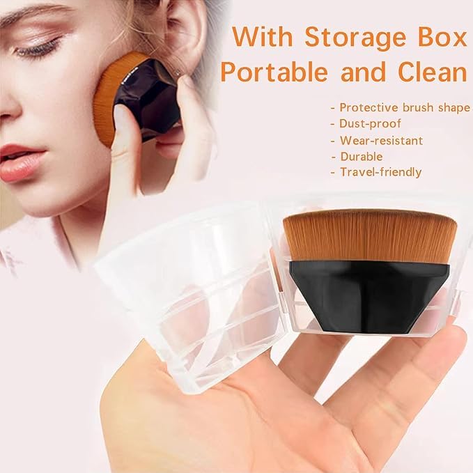Professional Hexagon Contour Kabuki Makeup Brush Set - Flat Top Foundation Brush for Liquid, Cream & Powder Blending | Vegan Face Makeup Brush with Protective Case | Perfect for Contouring, Highlighting & Everyday Makeup Application