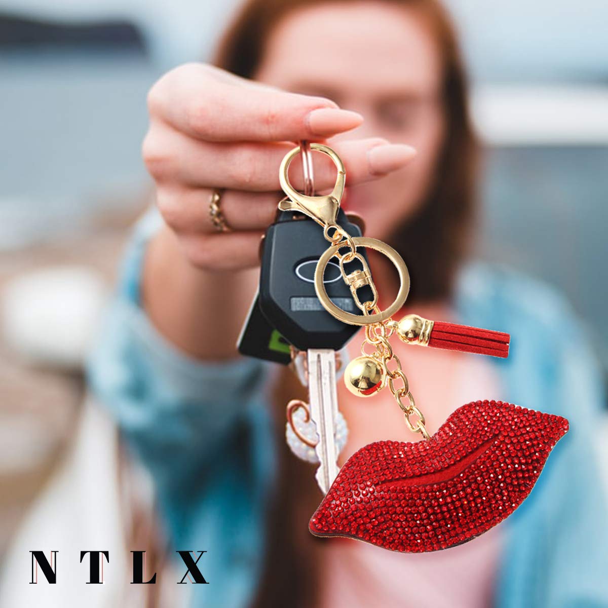 Sparkling NTLX Keychain Bag Charm - Cute & Shiny Purse Accessory for Women, Luggage, Suitcases, Diaper Bags & Keys - Perfect Gift Box Included - Ideal for Travel, Everyday Use & Gifts
