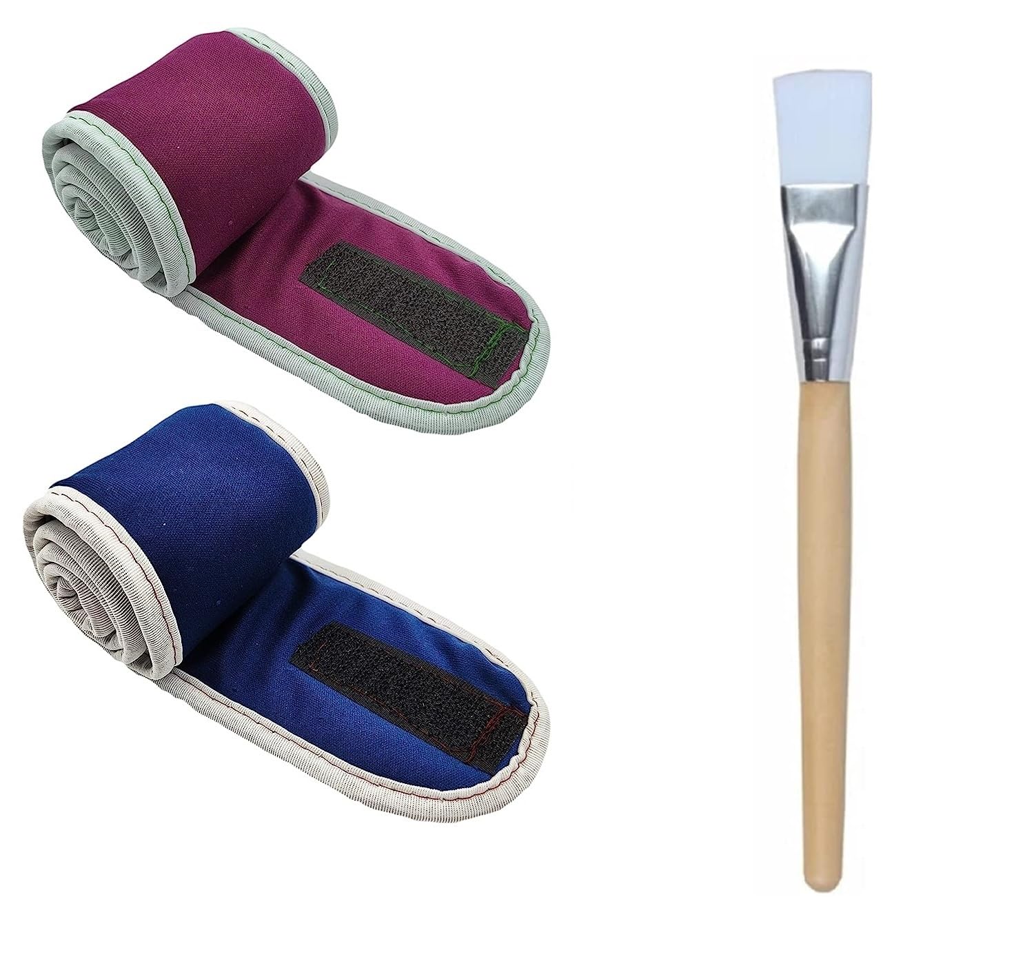 ZAUKY 2-Piece Spa Headband Set for Women & Men - Adjustable Non-Slip Elastic Hair Band for Washing Face, Applying Makeup & Skincare - Includes Soft Bristle Face Mask Brush & Bleach Applicator (Multicolor Combo Pack) - Perfect for Home Spa, Salon & Beauty Routines