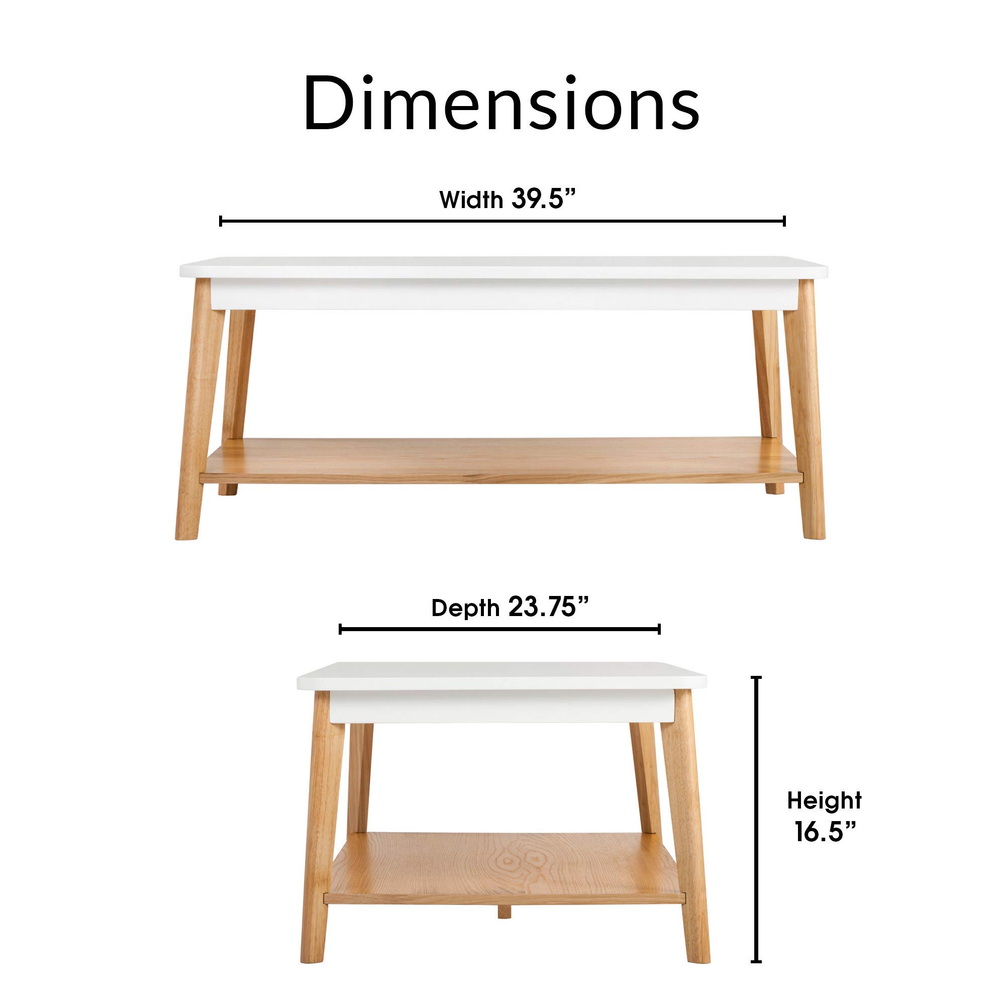 Remus Modern Coffee Table - Solid Oak Wood with White Finish for Living Room, Lounge & Office | Stylish & Durable Home Furniture