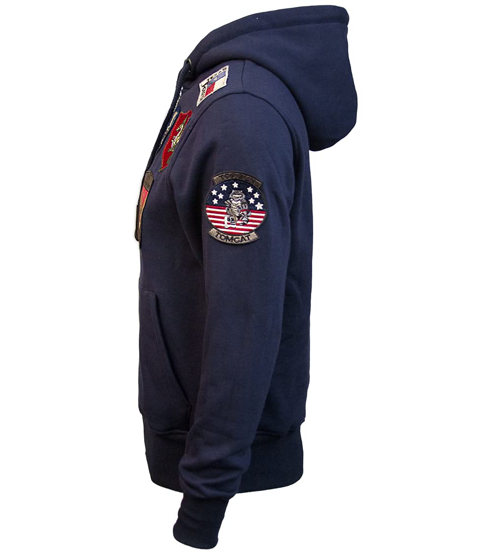 Top Gun® Men's Zip Up Hoodie with Embroidered Patches - Stylish Casual Jacket for Everyday Wear, Outdoor Activities & Movie Fans Collection