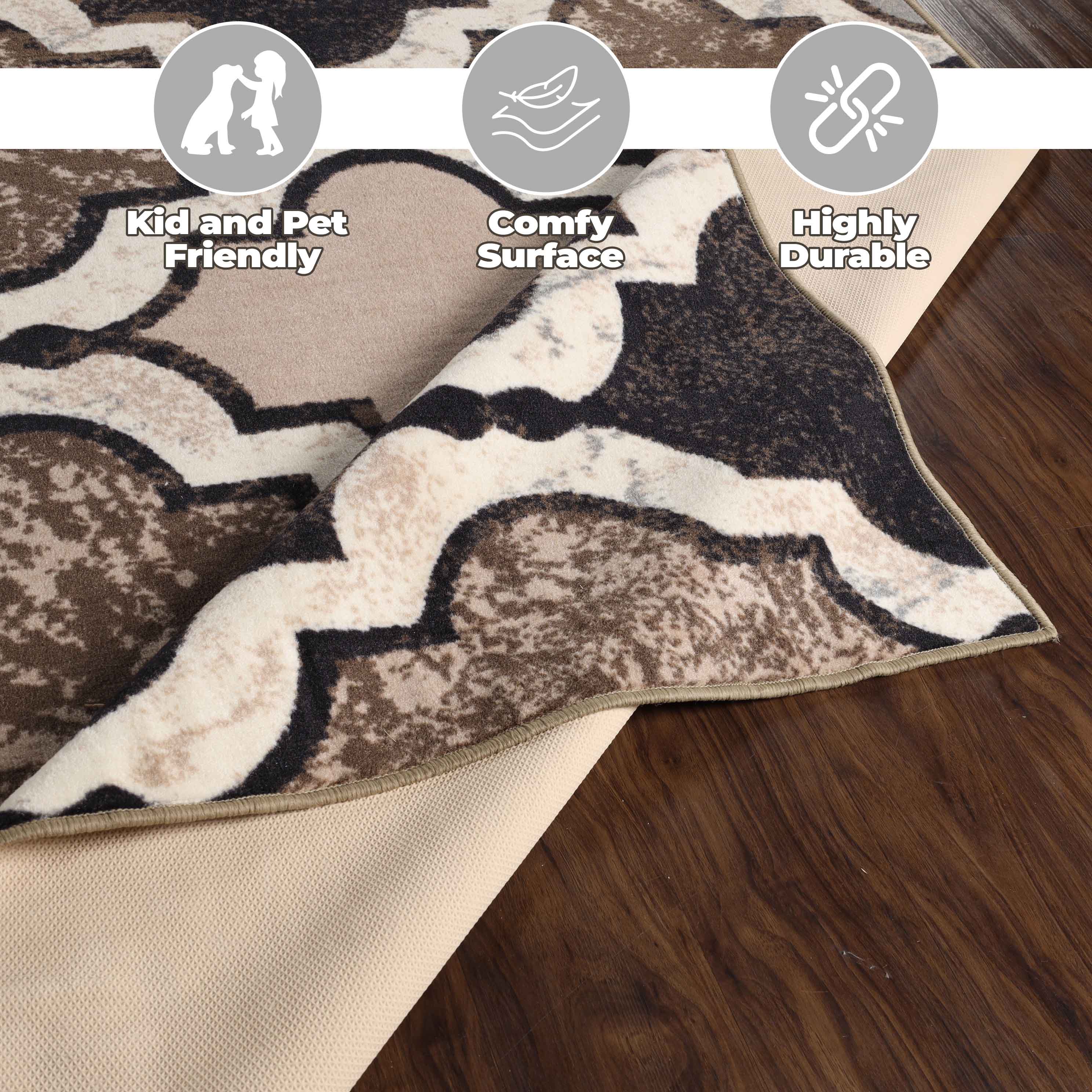 Viking Geometric Trellis Indoor Area Rug & Runner - Non-Slip Boho Chic Carpet for Living Room, Bedroom, Hallway - Perfect for Nordic Home Decor & Cozy Spaces