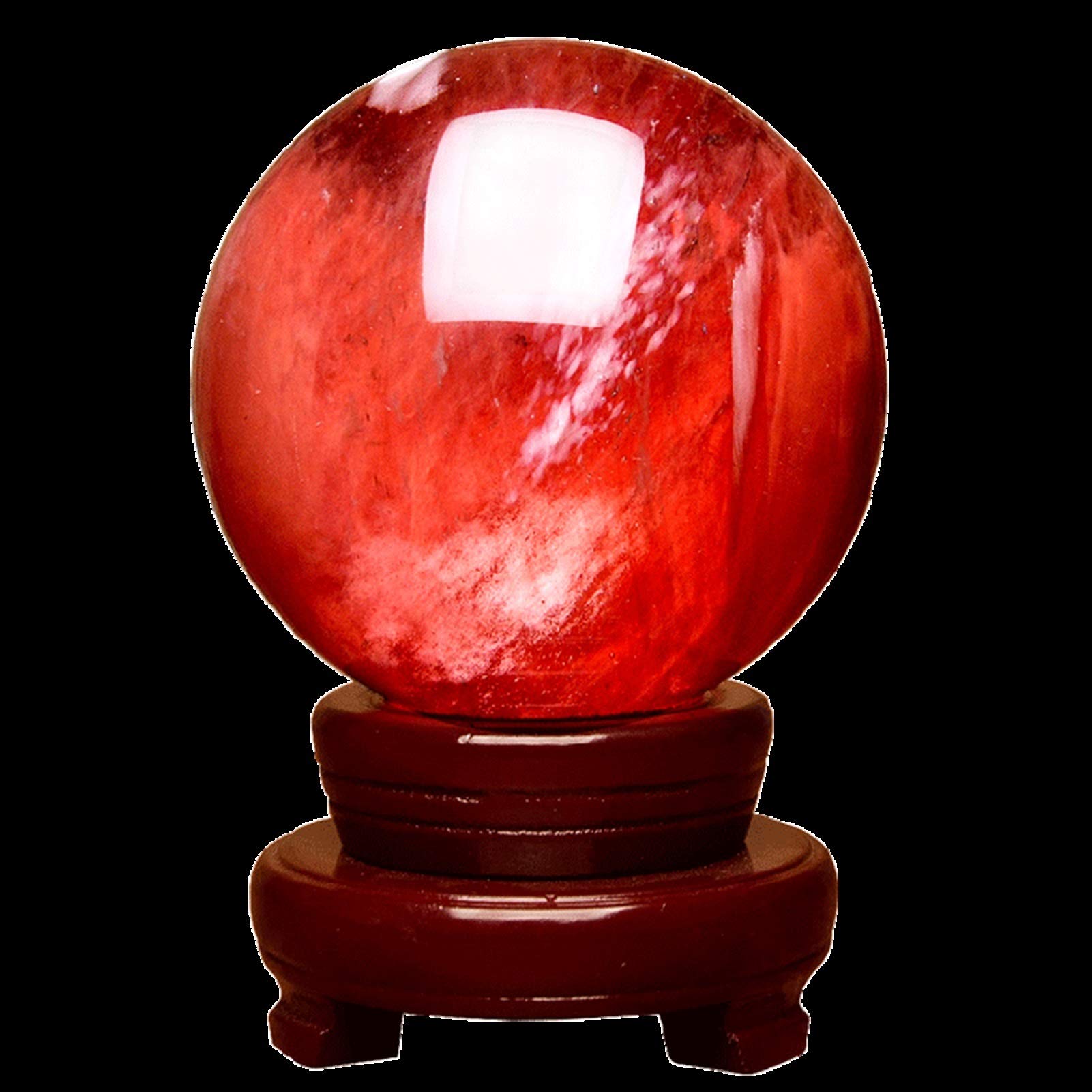 FURUIWUFENG 25cm Red Crystal Ball Decorative Ornament - Elegant Home & Office Decor, Feng Shui Gift for Living Room, Desk, Shelf Display, Wedding & Housewarming Present