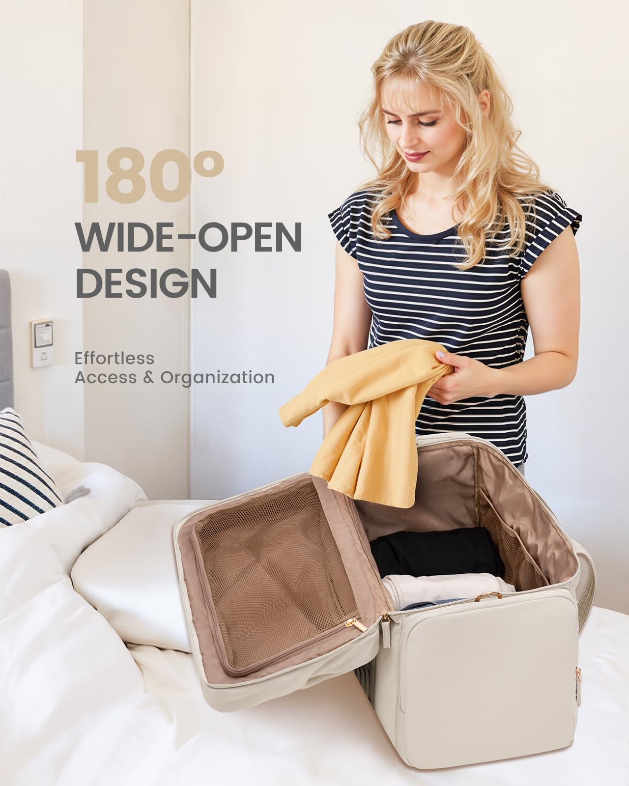 LOVEVOOK Women's Puffer Weekender Travel Duffle Bag - 3-Piece Set with Toiletry Bag & Wet Pocket - Perfect for Airplane Carry-On, Hospital Labor Delivery, Yoga Gym & Weekend Getaways - Beige