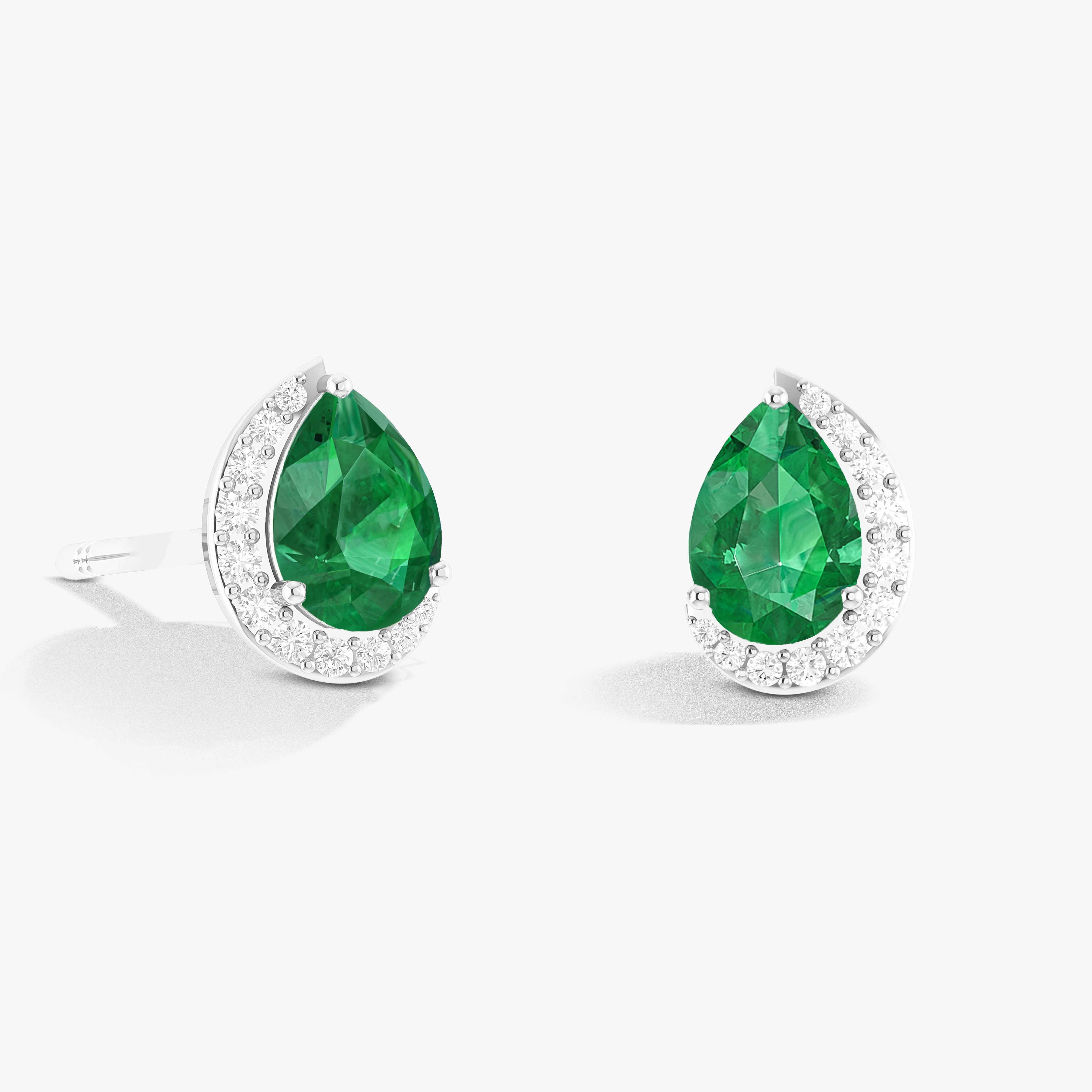 Emerald Gemstone Pear Stud Earrings for Women - Elegant Green Jewelry for Everyday Wear & Special Occasions