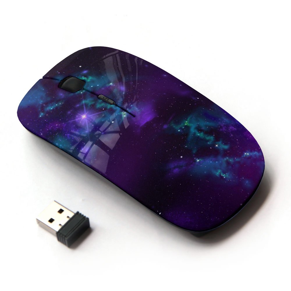 2.4G Wireless Optical Mouse - Nebula Galaxy Stardust Purple Universe Gas Design for PC, Laptop, Office & Gaming Use