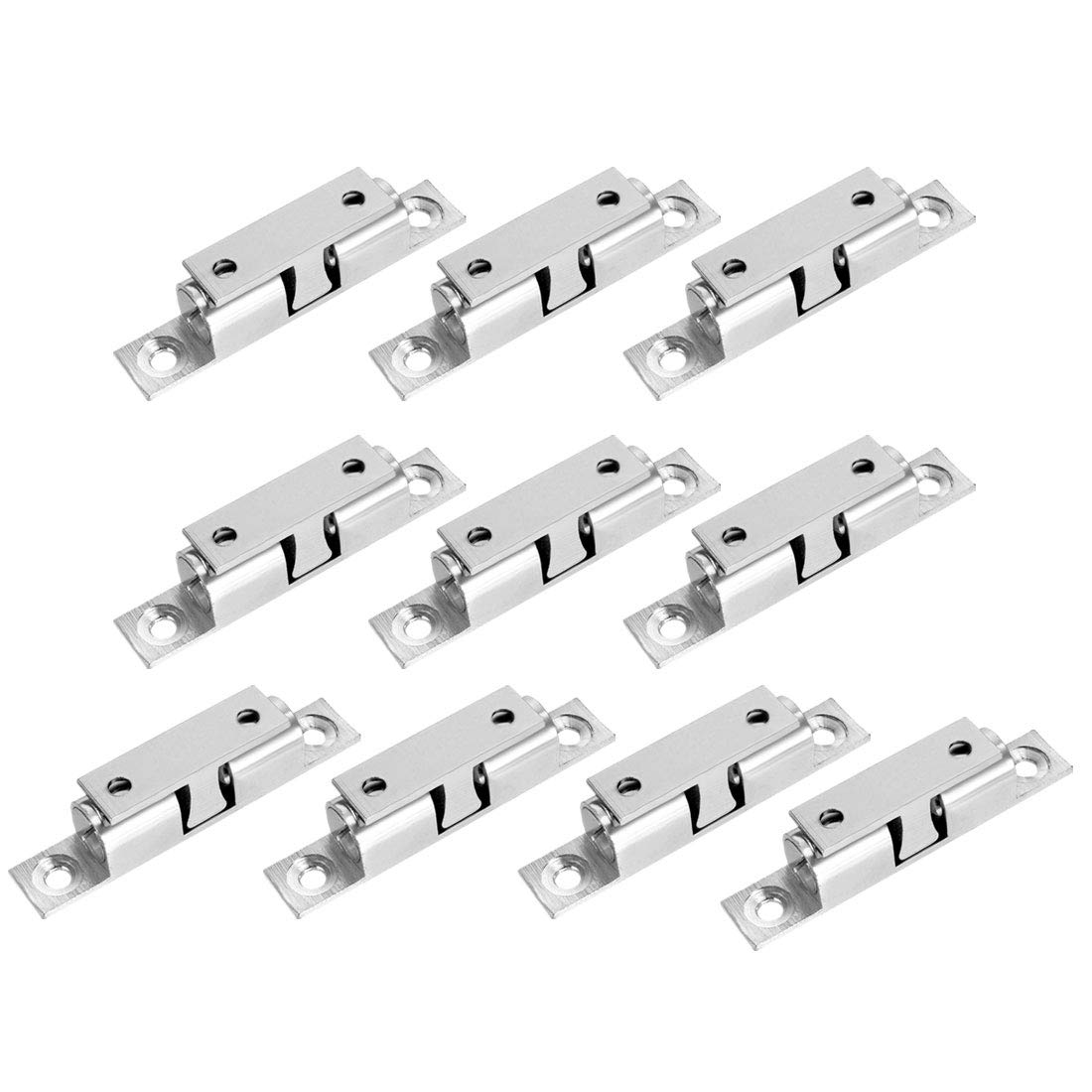10PCS Brass Double Ball Catch Cabinet Door Latch 70mm Silver Tone - Heavy Duty Tension Closet Catches for Furniture, Wardrobe, Cupboard & Drawer Hardware Repair