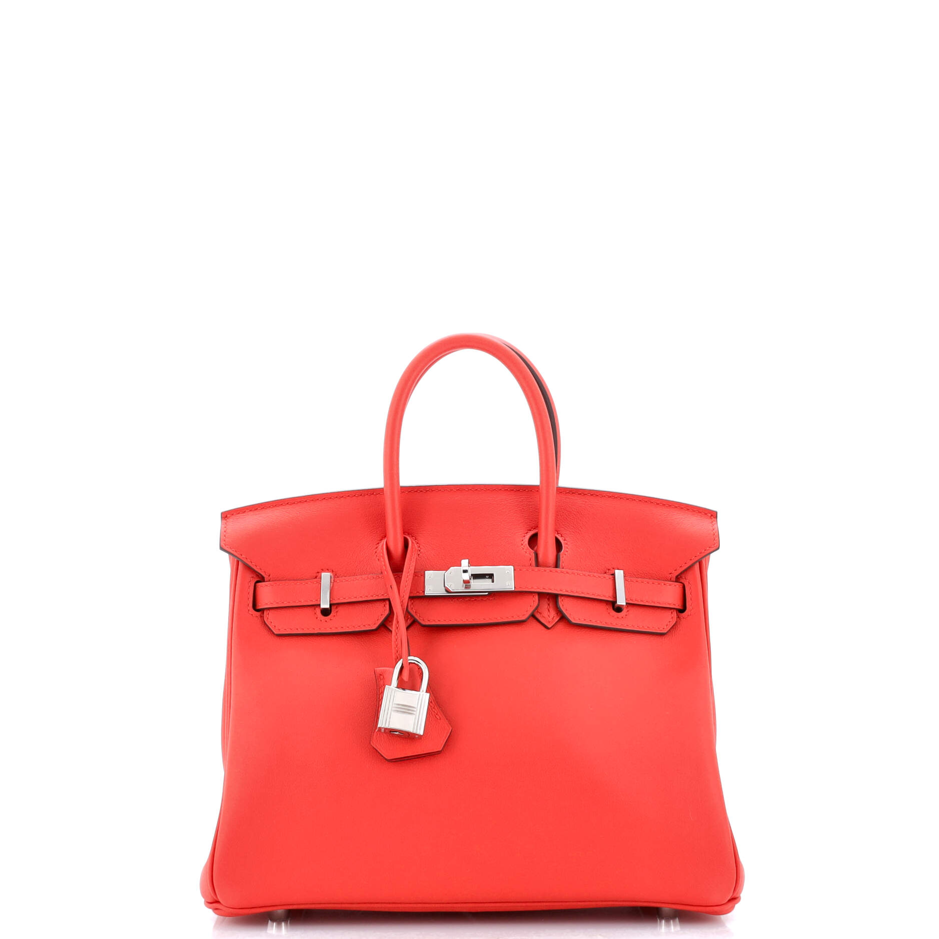 Birkin 25 Handbag in Rouge Tomate Swift Leather with Palladium Hardware - Luxury Designer Tote for Women, Perfect for Work, Travel & Special Occasions