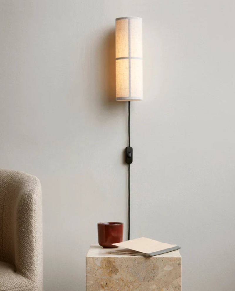 Lina Woven Fabric Wall Lamp - Modern Handwoven Rattan Light Fixture for Bedroom, Living Room & Nursery - Soft Ambient Lighting for Cozy Home Decor
