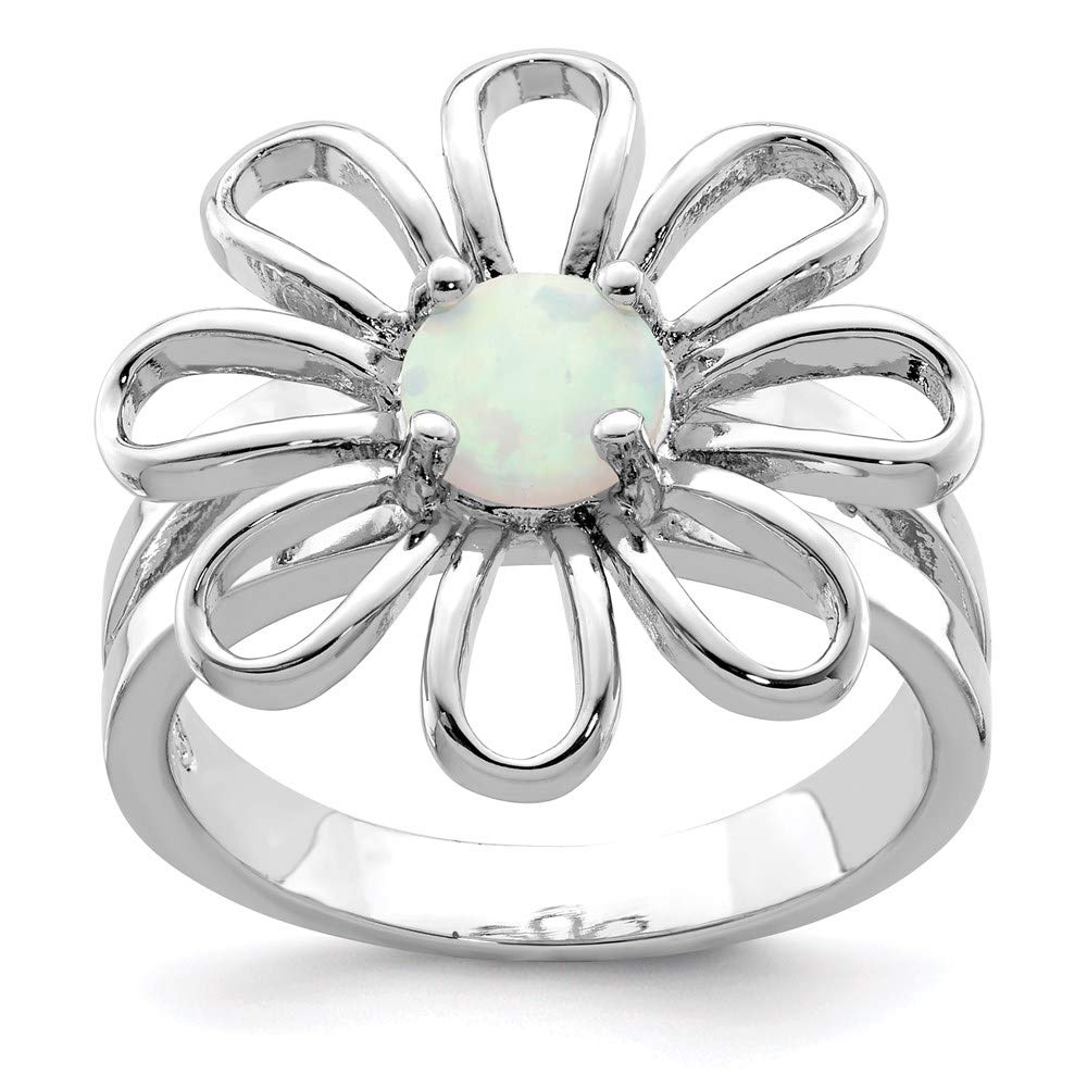 925 Sterling Silver Lab-Created Opal Flower Ring for Women | Elegant Fine Jewelry Gift for Her | Perfect for Weddings, Anniversaries & Special Occasions