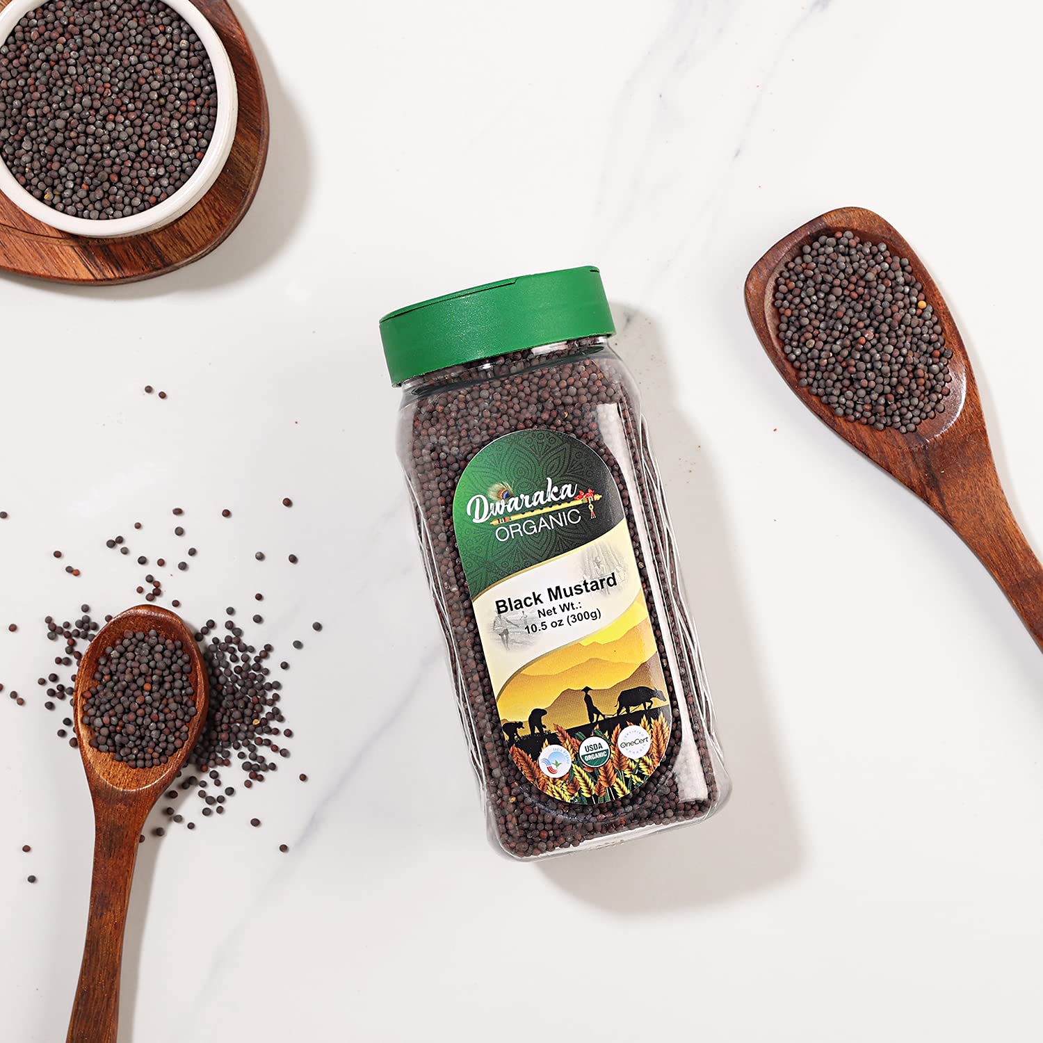 Organic Black Mustard Seeds 10.5oz | Non-GMO, All Natural, Healthy Cooking Ingredient | Perfect for Indian Cuisine, Pickling & Salad Dressings