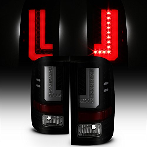 AKKON Black Smoked L-Shape LED Tail Lights Brake Lamp Assembly Pair for 16-18 GMC Sierra 1500 - Upgrade Your Truck's Style & Safety (Perfect for Night Driving & Off-Road Adventures)