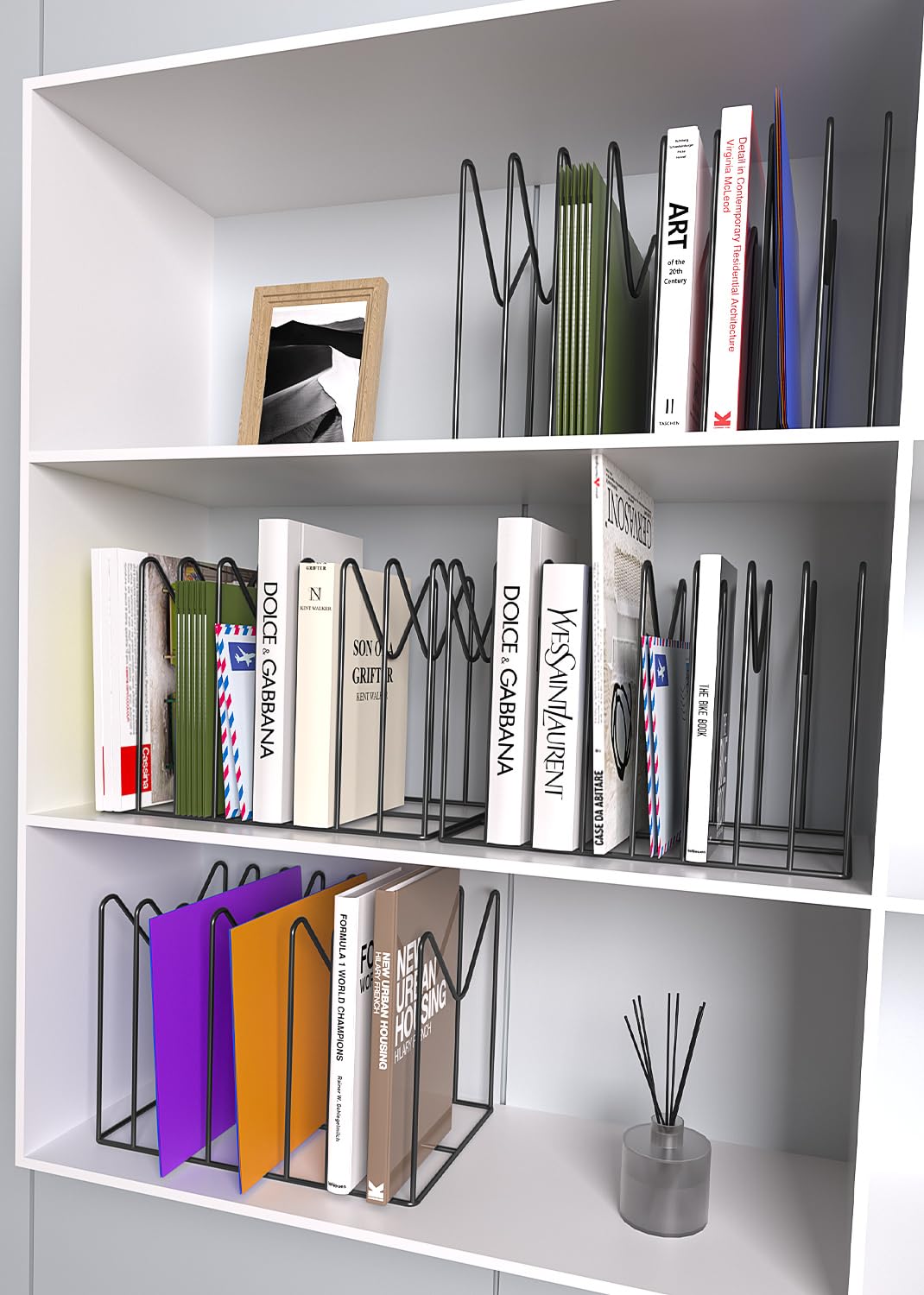 4-Pack Steel Wire File Organizer for Desk - Black File Folder Holder, Rack & Stand with 8 Sections - Anti-Scratch & Rustproof Desktop Document Sorter - Perfect for Office, Home & School Organization
