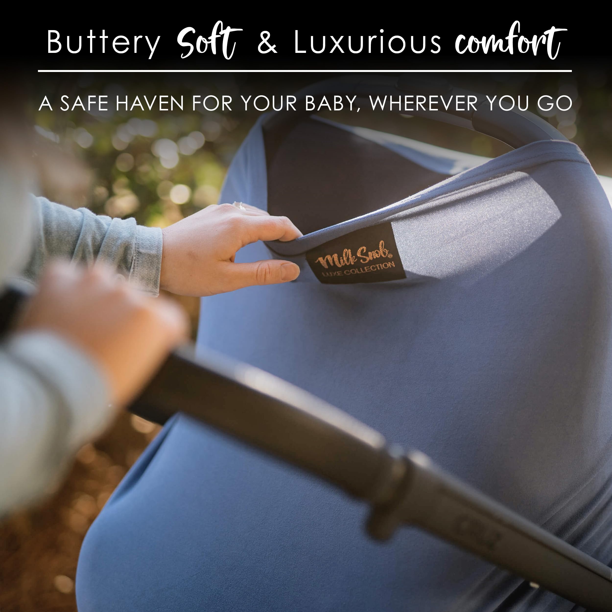 Milk Snob Original 5-in-1 Luxe Baby Cover - Ocean Blue Nursing Cover for Breastfeeding, Car Seat, Stroller, High Chair & Shopping Cart | Multi-Use Infant Canopy & Privacy Shield | Perfect for Newborn Essentials, Nursing Moms & On-the-Go Parents