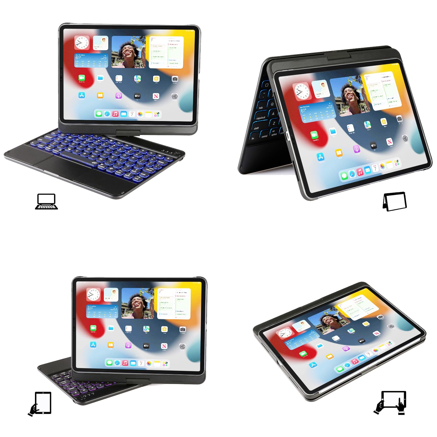 Premium Keyboard Case for iPad Air 11 inch (M3 2025/M2 2024) & iPad Pro 11-inch (4th/3rd/2nd/1st Gen) with Multi-Touch Backlit Touchpad | 360° Rotating Stand | Slim & Lightweight Design | Perfect for Work, Study & Travel
