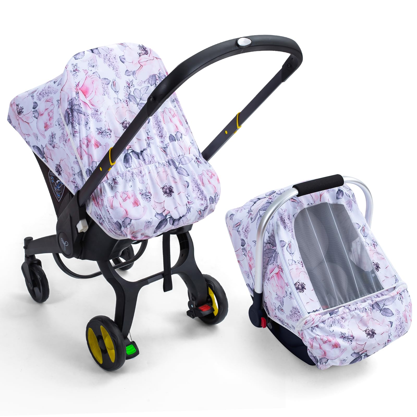 Breathable Baby Car Seat Cover with Mesh Window - Soft Stretch Infant Car Seat Protector for Boys & Girls - Sunshade Canopy for Stroller & Summer Use - Perfect for Outdoor Walks, Travel & Daily Commutes
