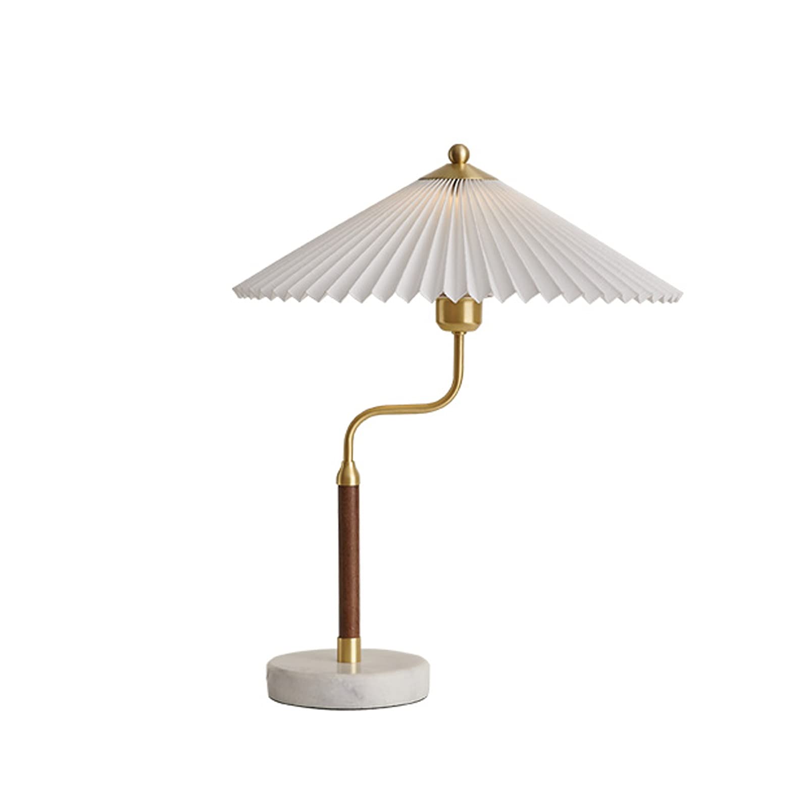 Vintage Metal Table Lamp with Pleated Fabric Shade - 24