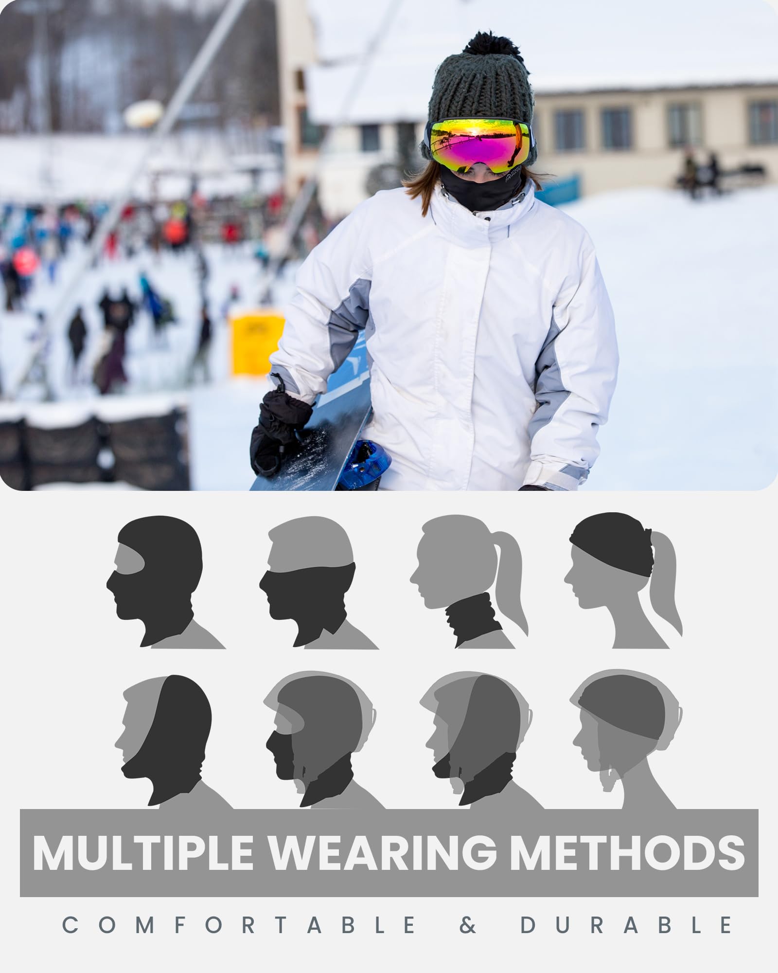 OutdoorMaster Neck Gaiter Ski Mask for Men & Women - Soft Winter Scarf Face Cover, Windproof & Breathable UV Protection for Skiing, Snowboarding, Hiking & Outdoor Activities