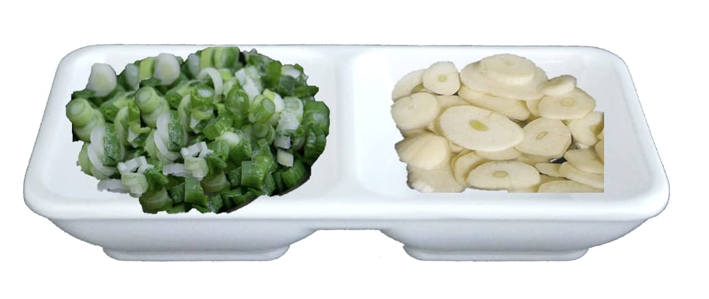 Melamine Rectangular Divided Plastic Dipping Plates - 2-Compartment Soy Sauce Dishes, White (144-Pack, 12 Dozen) - Perfect for Sushi Restaurants, Asian Cuisine & Party Serving Trays