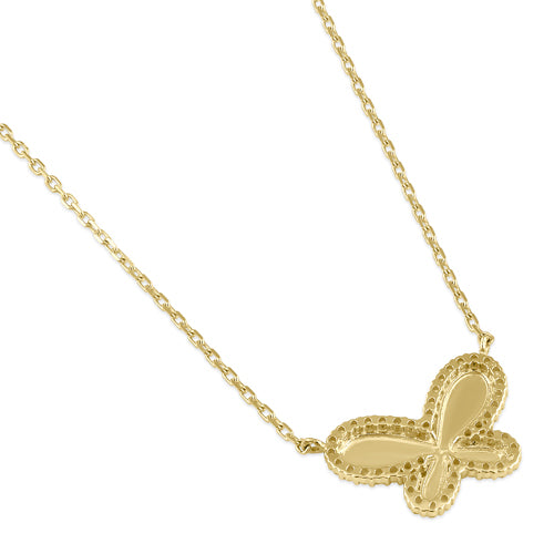 14K Solid Gold Butterfly Cubic Zirconia Necklace for Women - Elegant Layering Jewelry for Everyday Wear & Special Occasions