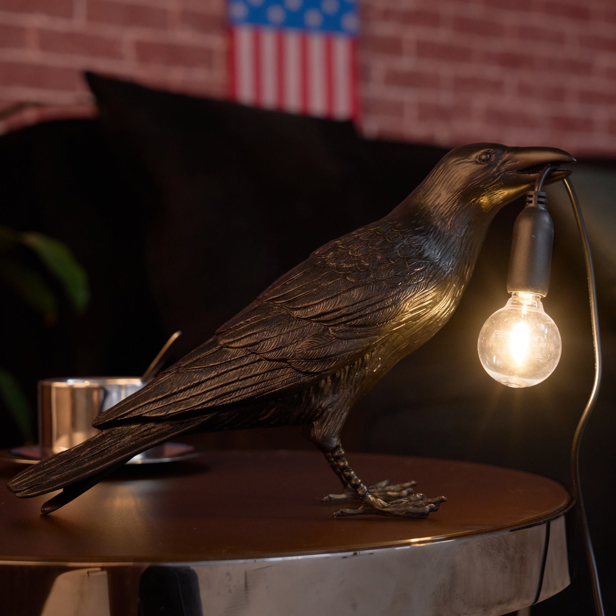 Raven Resin Table Lamp - Modern Gothic Home Decor for Bedroom, Living Room, Office - Handcrafted Night Light with Adjustable Brightness for Reading & Relaxation