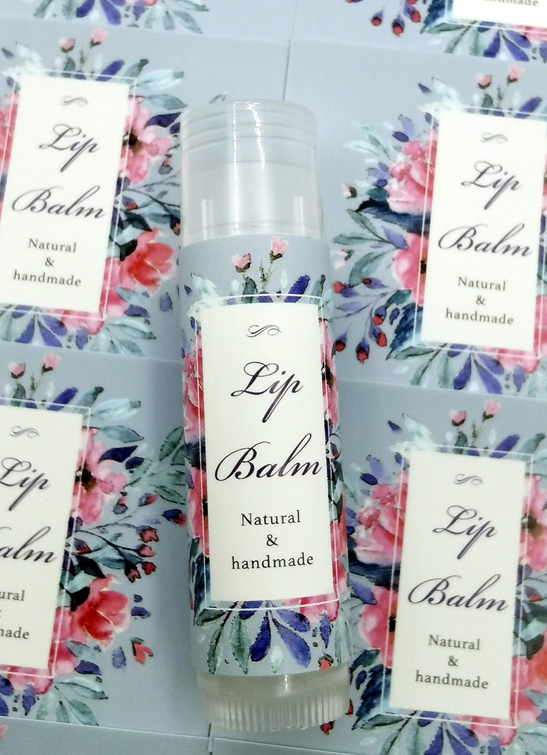 20pcs Homemade Skincare Product Labels - Waterproof Adhesive Stickers for Lip Balm, Hand Cream & Candle Containers (Periwinkle Gray Floral Design) | Perfect for DIY Beauty Products, Gift Packaging & Small Business Branding
