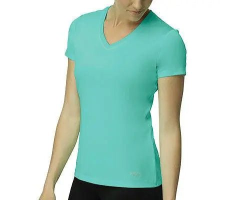 Fila Women's Silky V-Neck T-Shirt - Aqua Green | Soft & Comfortable Casual Top for Everyday Wear, Workout, and Layering