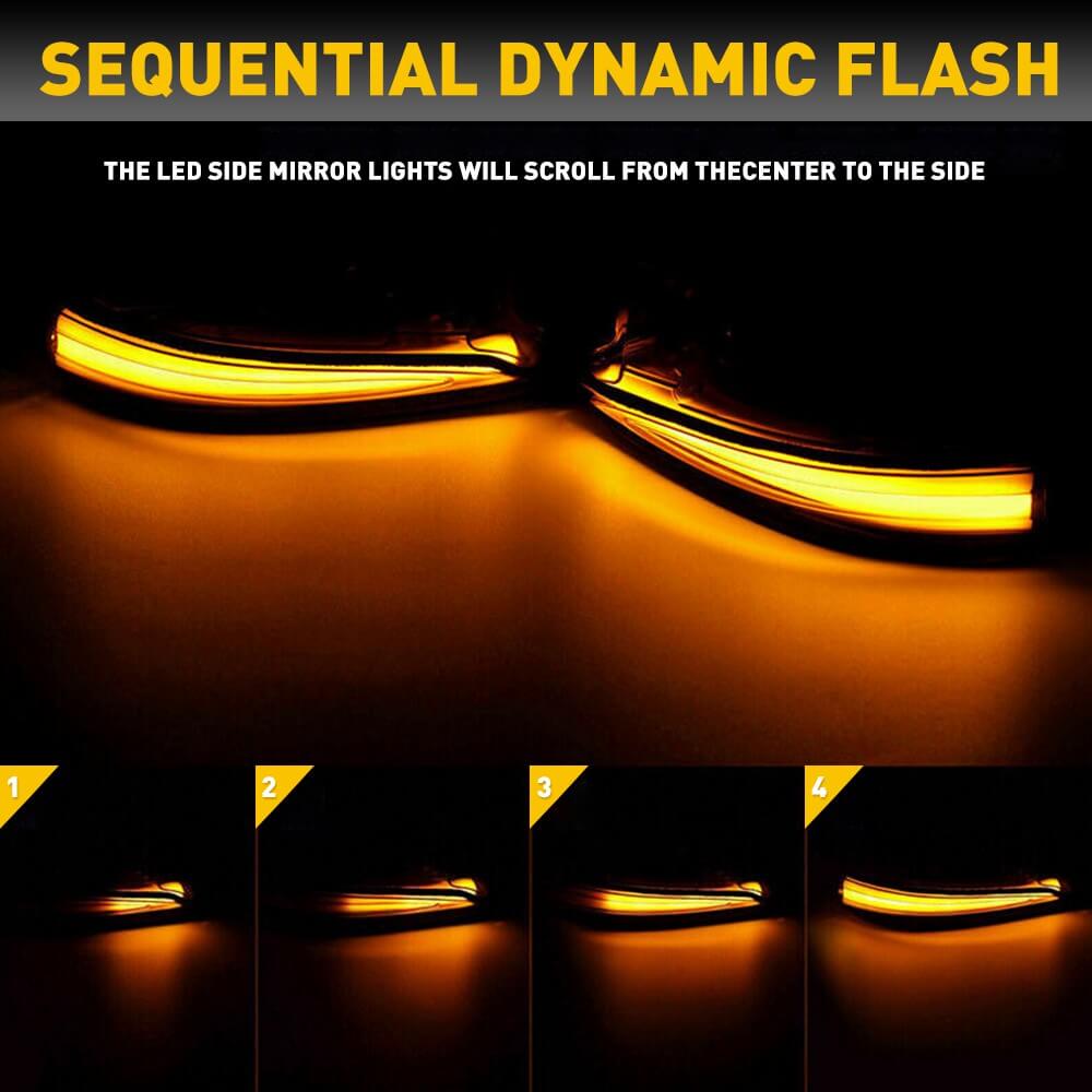 Sequential Amber Side Mirror Turn Signal Light Compatible with 2016-2023 Toyota Tacoma, Highlander, Alphard, RAV4, Sienna & Lexus LM - Enhances Safety & Style for Night Driving and Urban Commuting