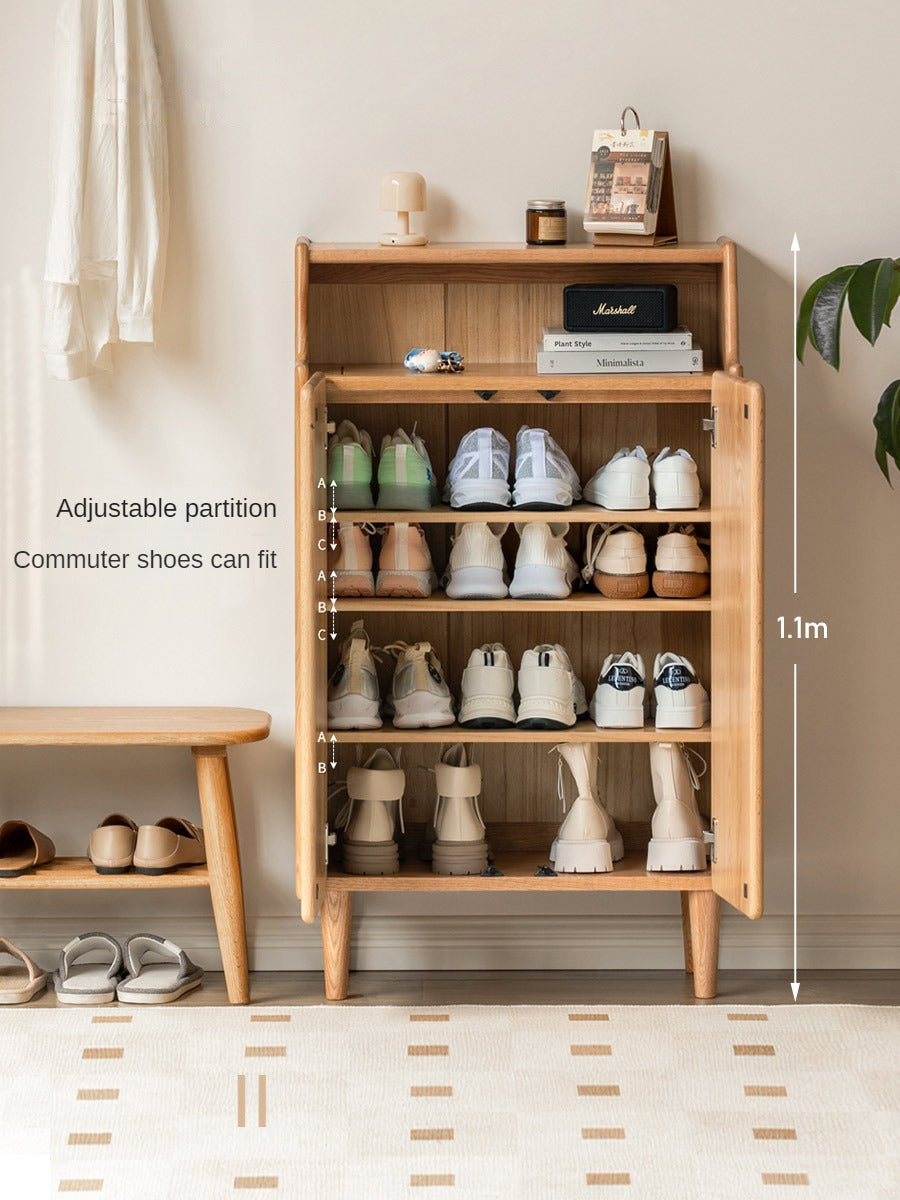 Solid Oak Wood Shoe Storage Cabinet - Organize Entryway & Closet - Perfect for Home, Apartment, and Office Organization