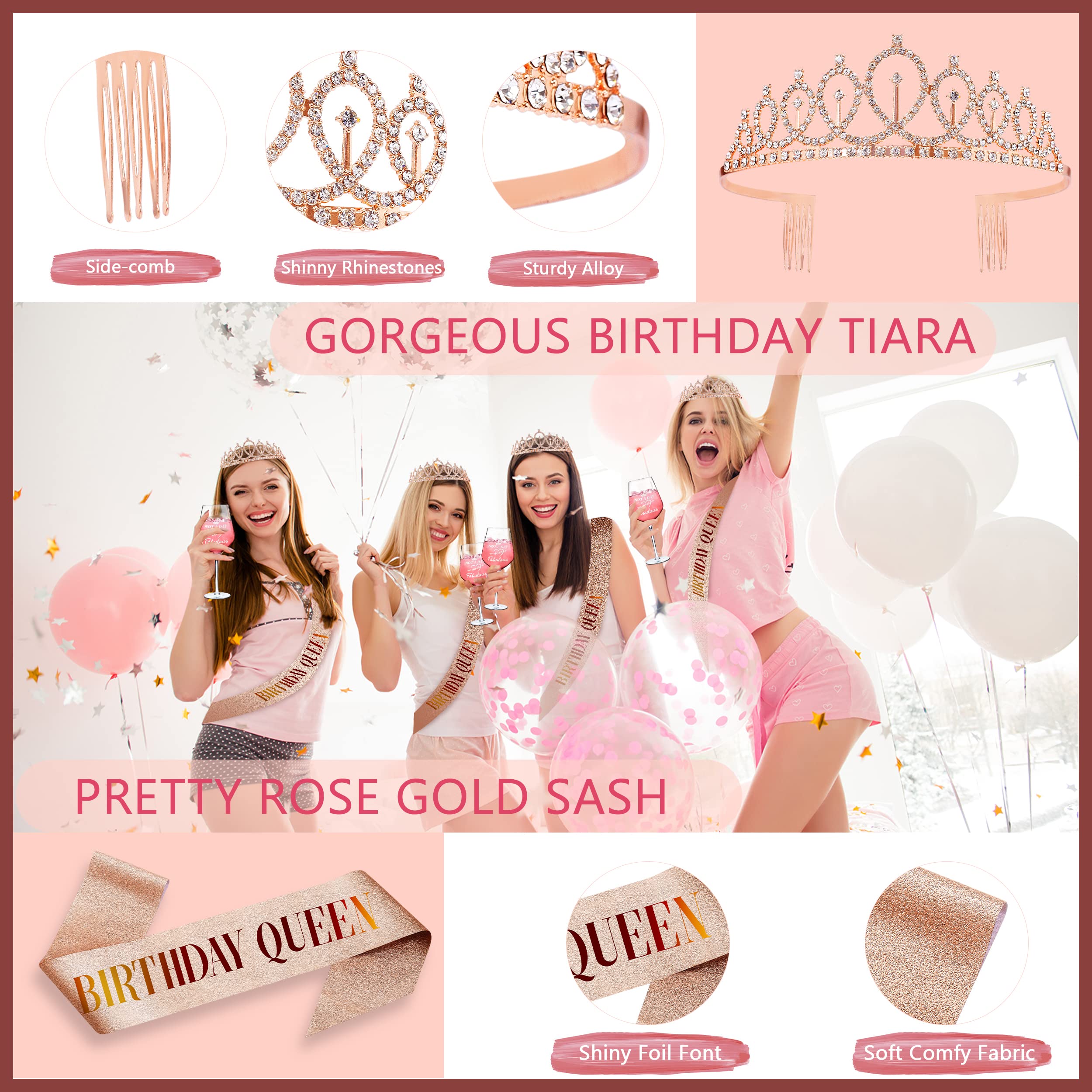 **Best Birthday Gifts for Women - Elegant Gift Basket Set for Her, Mom, Wife, Sister, Best Friend & Coworker - Includes Candles, Tiara, Sash & Rose - Perfect for Birthdays, Parties & Celebrations**