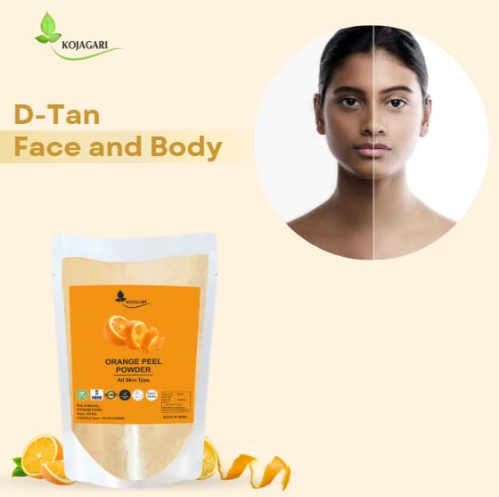 Kojagari Orange Peel Powder 100g - Pure Natural & Organic Skin Lightening Face Mask with Vitamin C for Detanning & Glow | Cruelty-Free, Vegan | Brightening Treatment for Dull Skin, Dark Spots & Uneven Tone | Perfect for DIY Face Packs, Scrubs & Skincare Routines