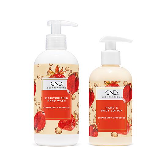 CND Scentsations Strawberry & Prosecco Hand Wash Lotion Duo Set - Moisturizing & Refreshing Hand Care for Home, Office & Spa Use