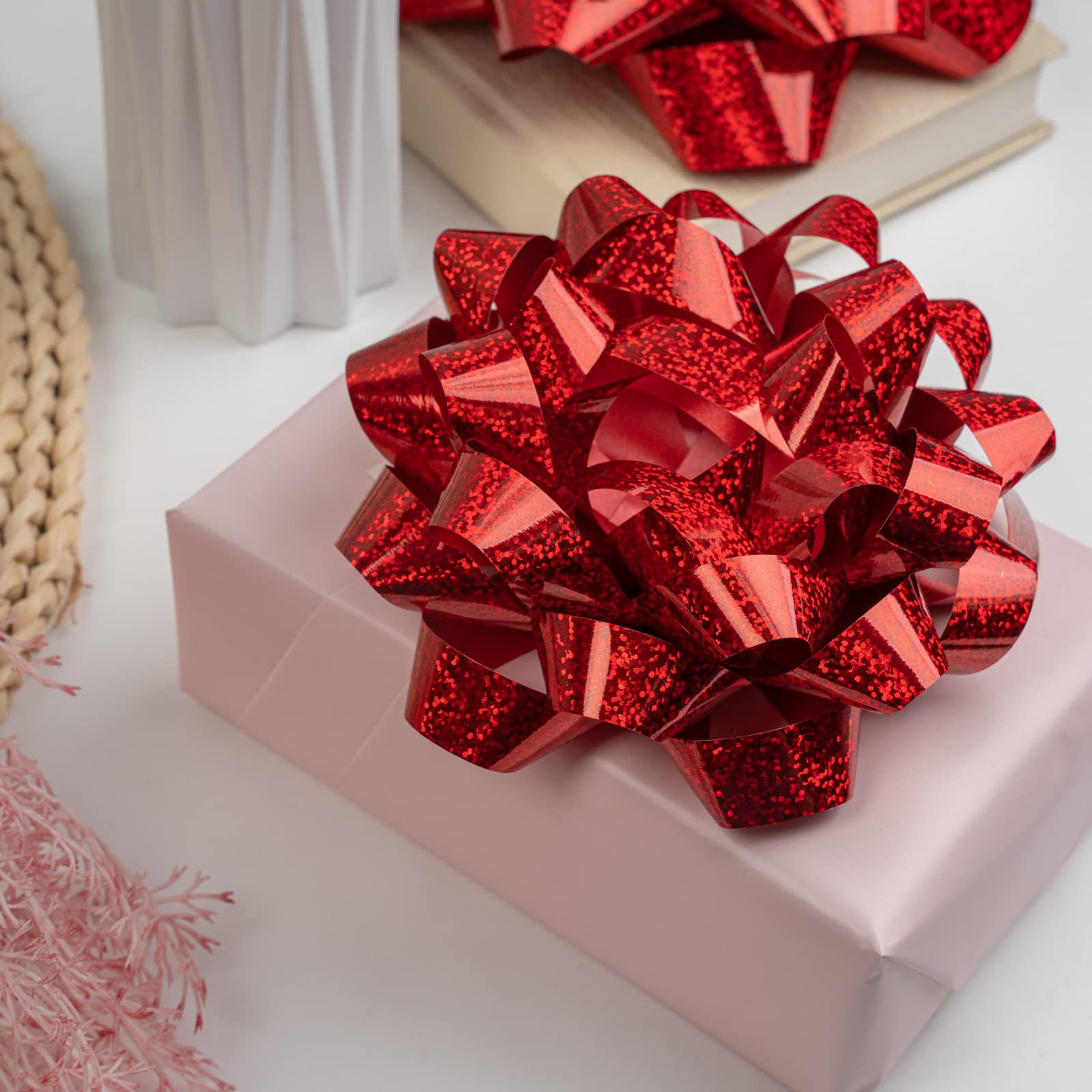 MAYPLUSS 9 Inch Red Gift Bow - Premium Decorative Ribbon for Birthday, Christmas, Holiday & Party Favors - Perfect for Gift Wrapping, Wedding Decorations & DIY Crafts