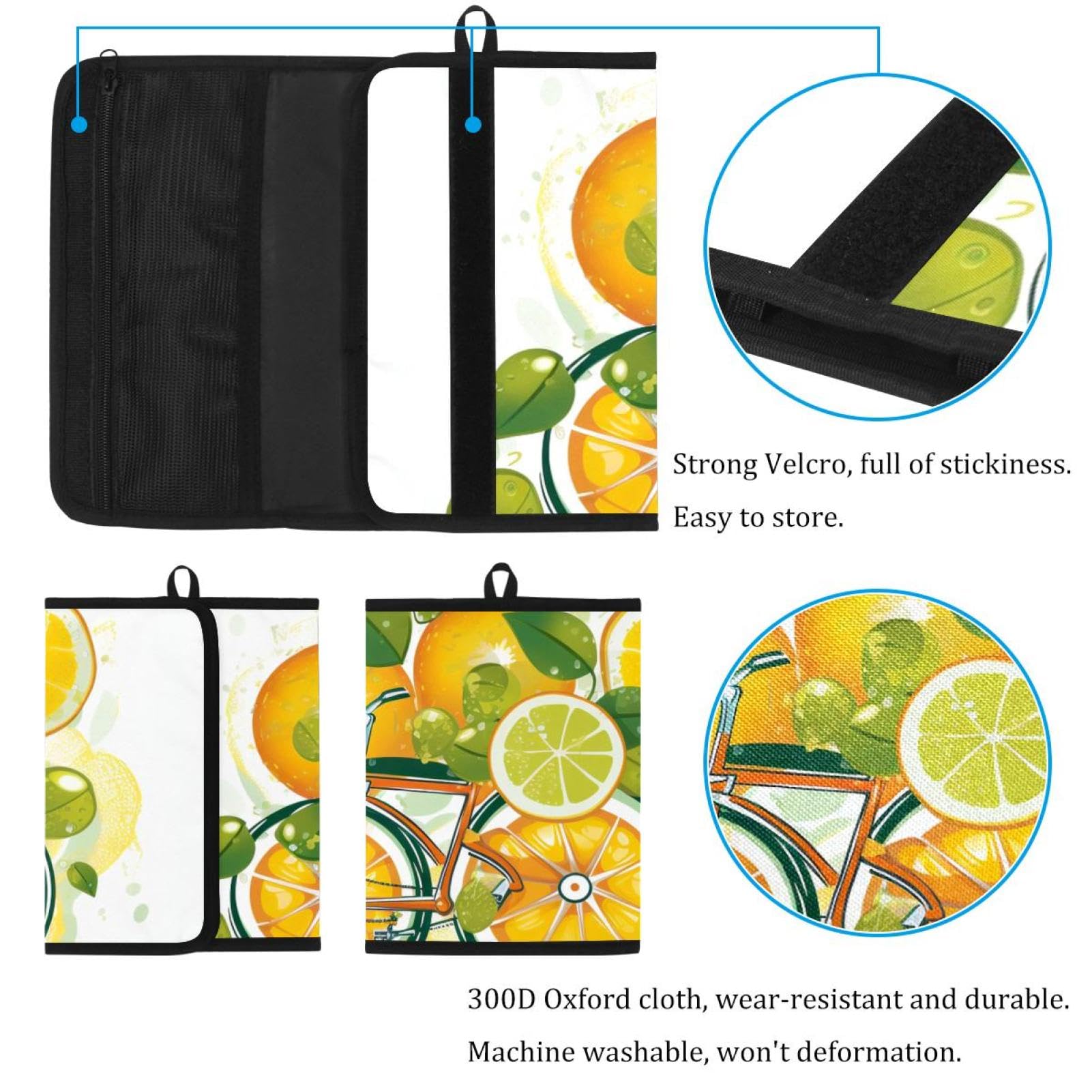 Colorful Lemon & Orange Bike Wheels Pencil Case Pouch - Stylish Pen Holder for School, Office & Travel - Perfect for Students, Artists & Professionals