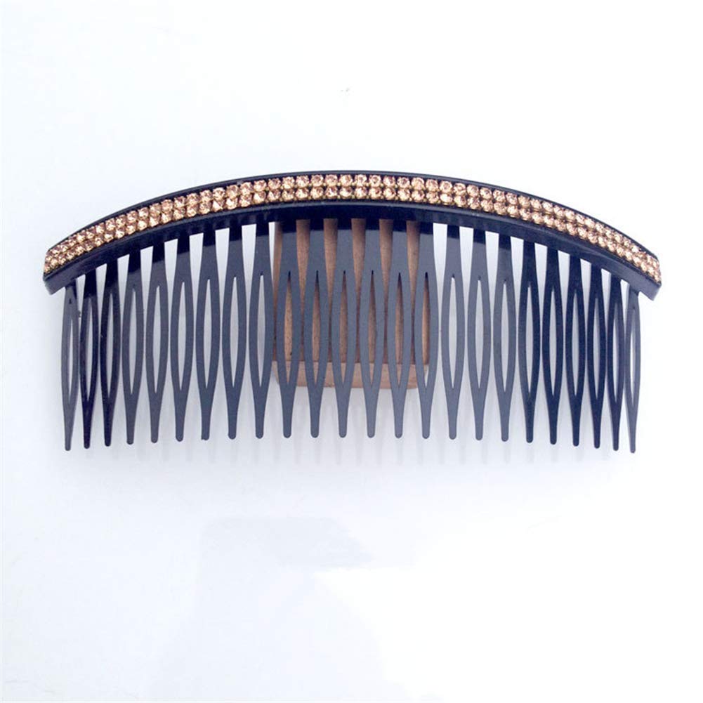 Ruihfas Fashion Women's 24 Teeth Rhinestone Hair Clip Comb - Double Rows Side Combs (4.72