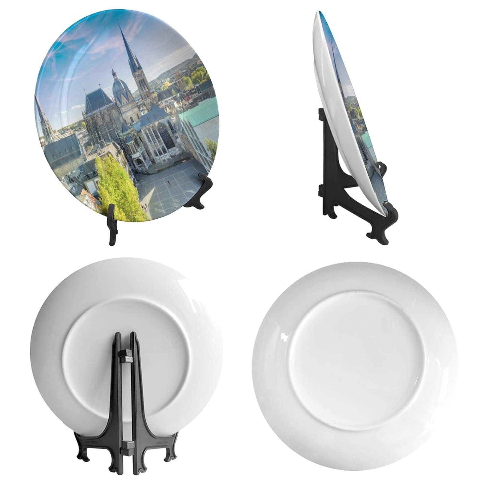 Aachen Germany Cityscape Ceramic Decorative Plate - 8 Inch Porcelain Dish for Kitchen Art, Wall Display, Home Decor & Gift Idea