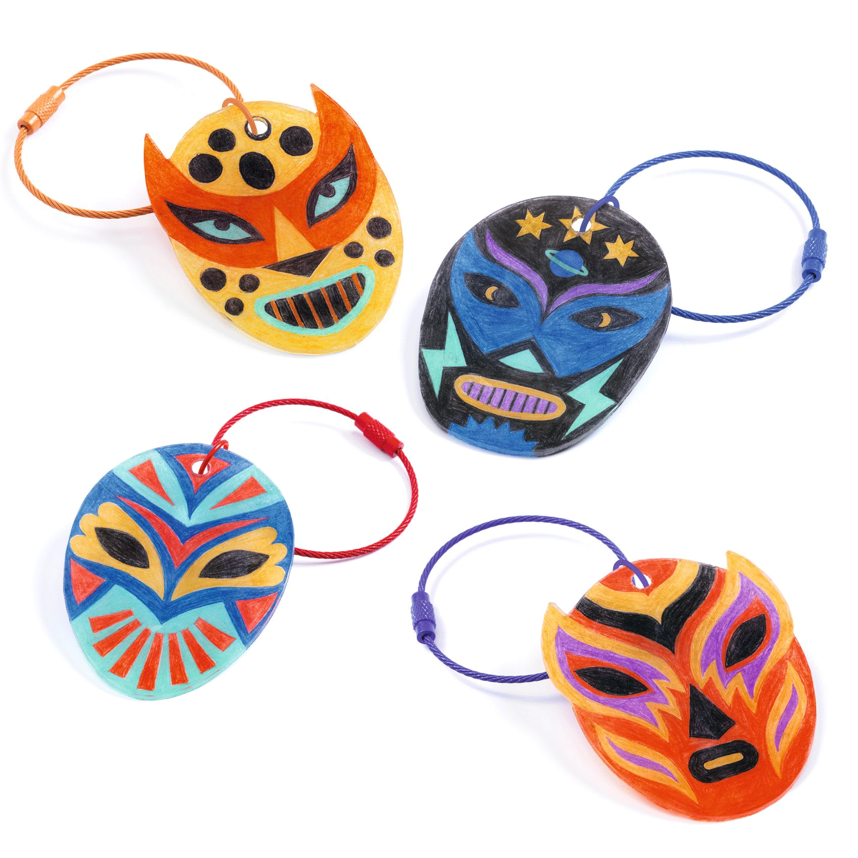 Djeco Artistic Plastic Wrestlers Keychain Set - Fun Collectible Wrestling Keyrings for Kids & Fans - Perfect for Backpacks, Gifts & Sports Enthusiasts