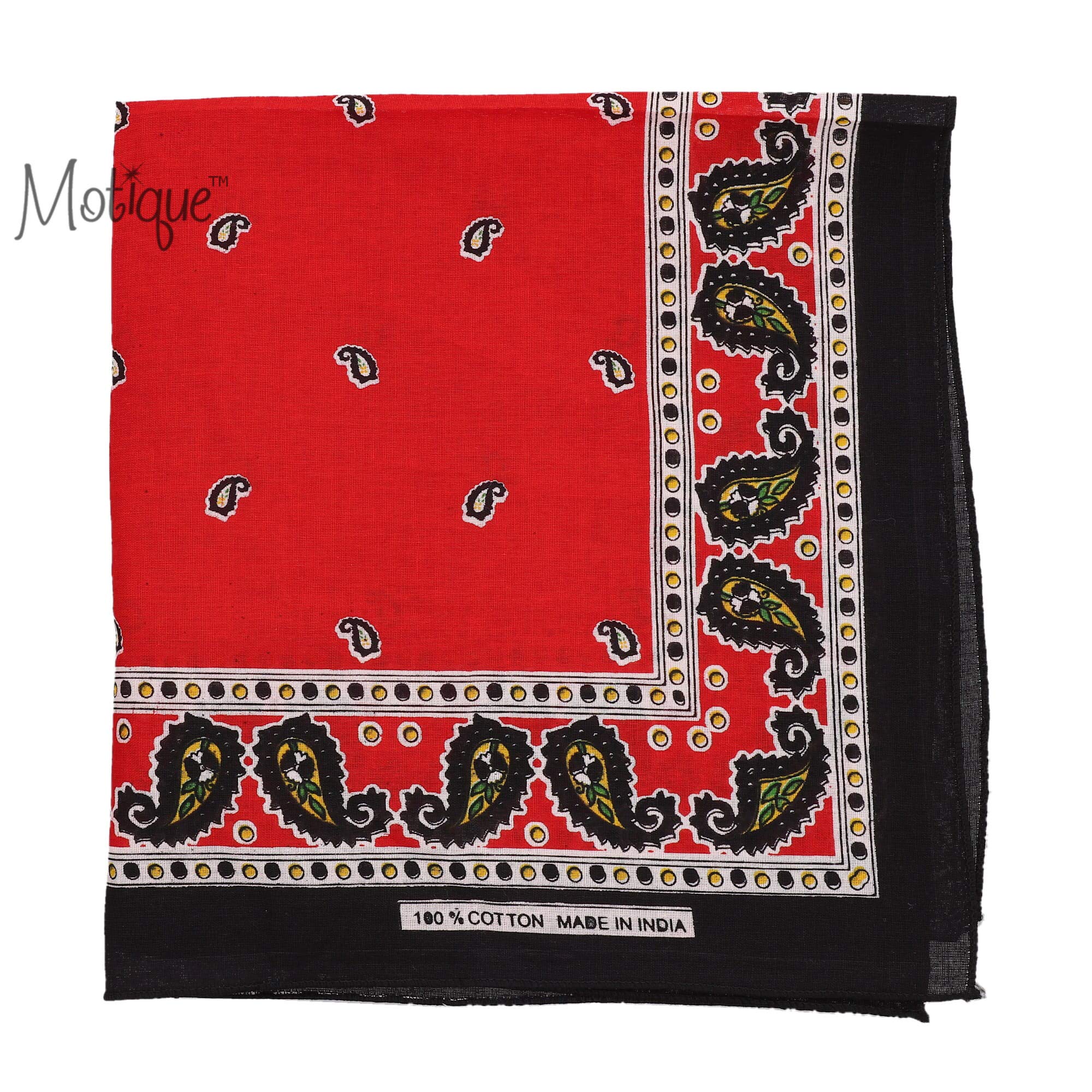 Motique Paisley Print Bandana - Stylish Cotton Scarf for Men & Women - Perfect for Outdoor Activities, Fashion Accessories, and Headwear
