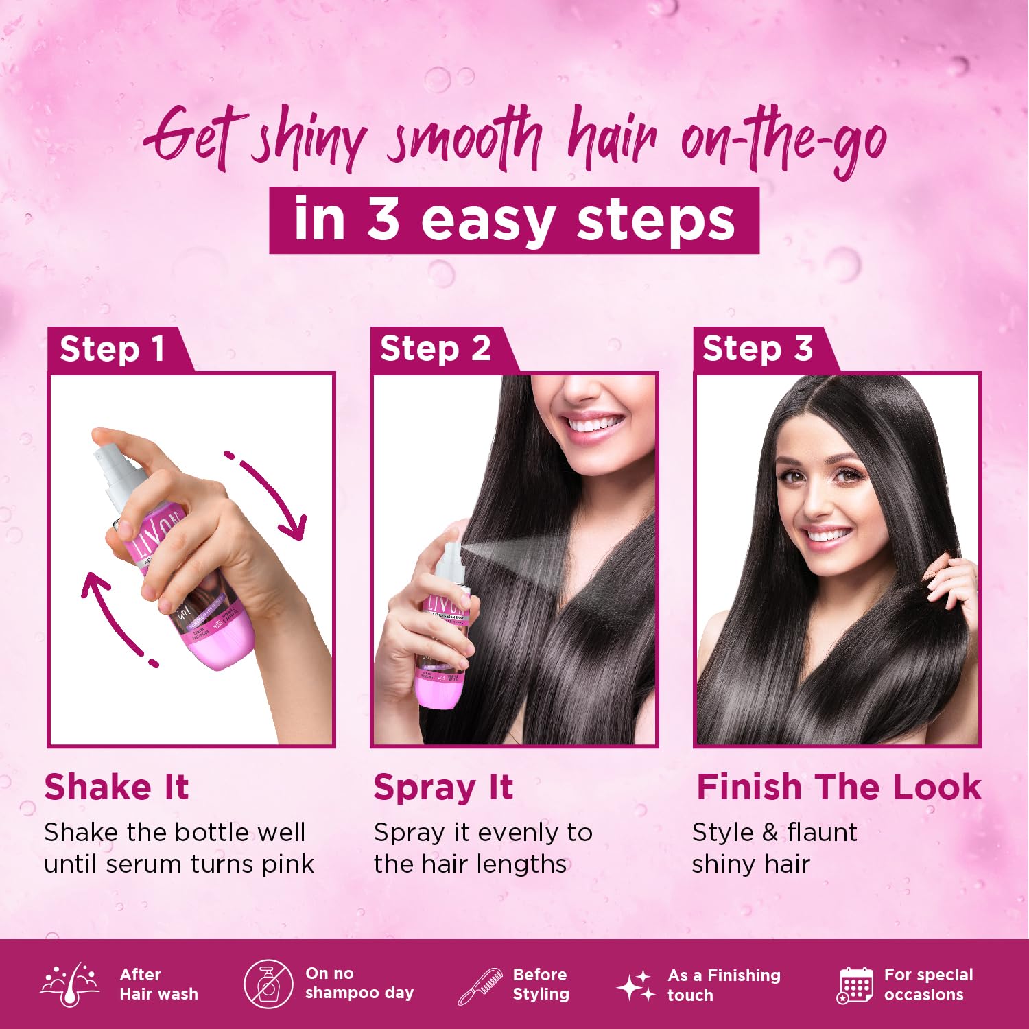 Livon Shake and Spray Hair Serum - 100ml | Frizz Control & Shine Enhancer for Smooth, Healthy Hair | Perfect for Daily Styling & Heat Protection