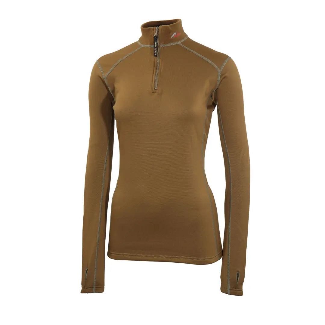 Factor 2 Women's Long Sleeve Zip Neck Mid Layer Top - Thermal Base Layer for Hiking, Running & Outdoor Activities