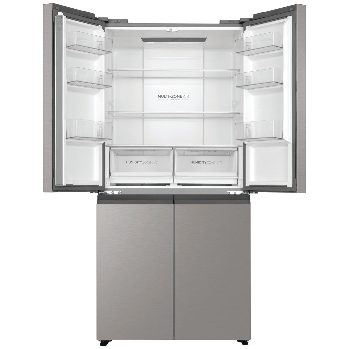 Haier 463L Quad Door Refrigerator in Satina Silver | HRF530YS | Energy Efficient French Door Fridge with Spacious Storage for Large Families & Entertaining
