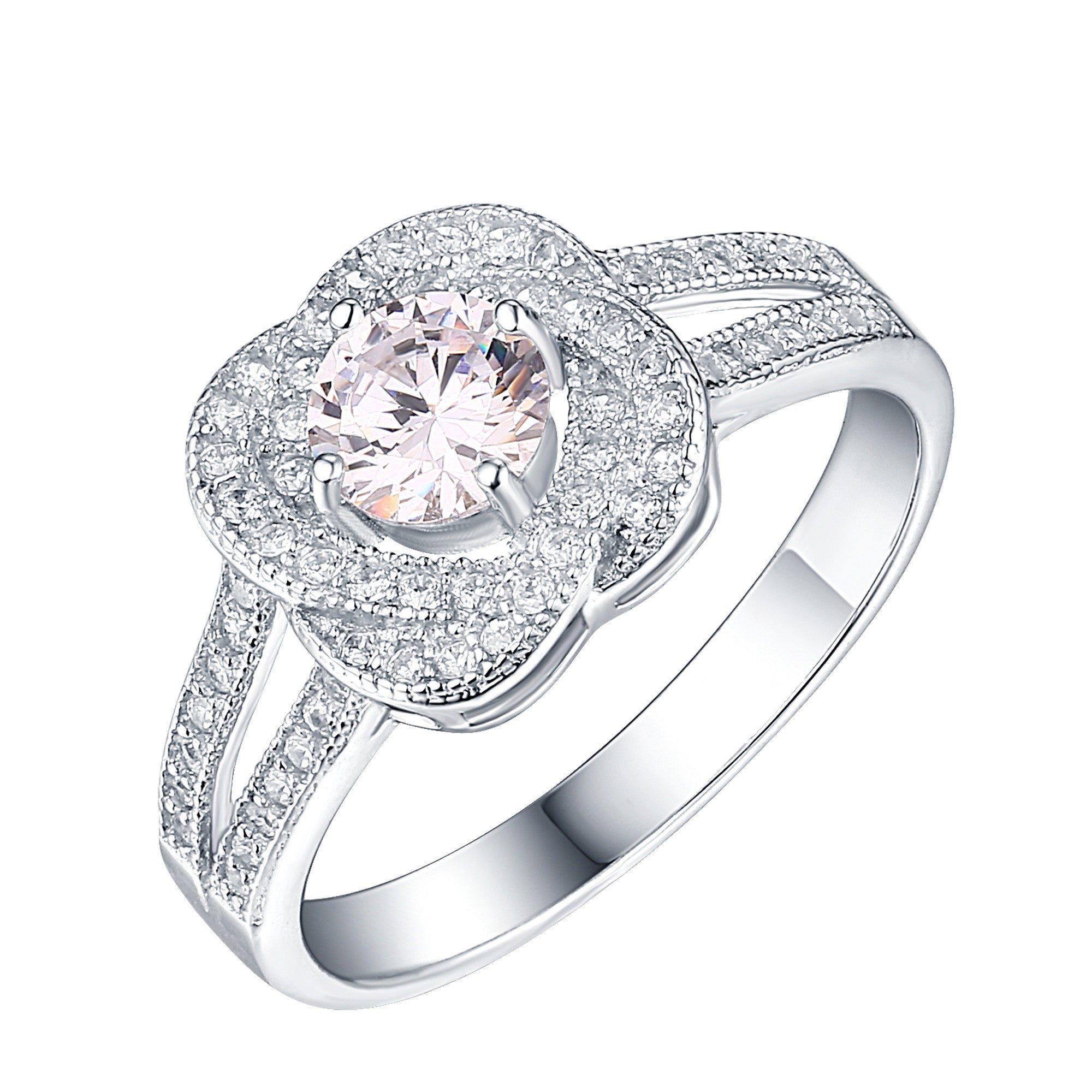 Solitaire Bridal Women's Wedding Engagement Ring - 925 Sterling Silver with Simulated Diamonds | Elegant Proposal & Anniversary Gift for Her