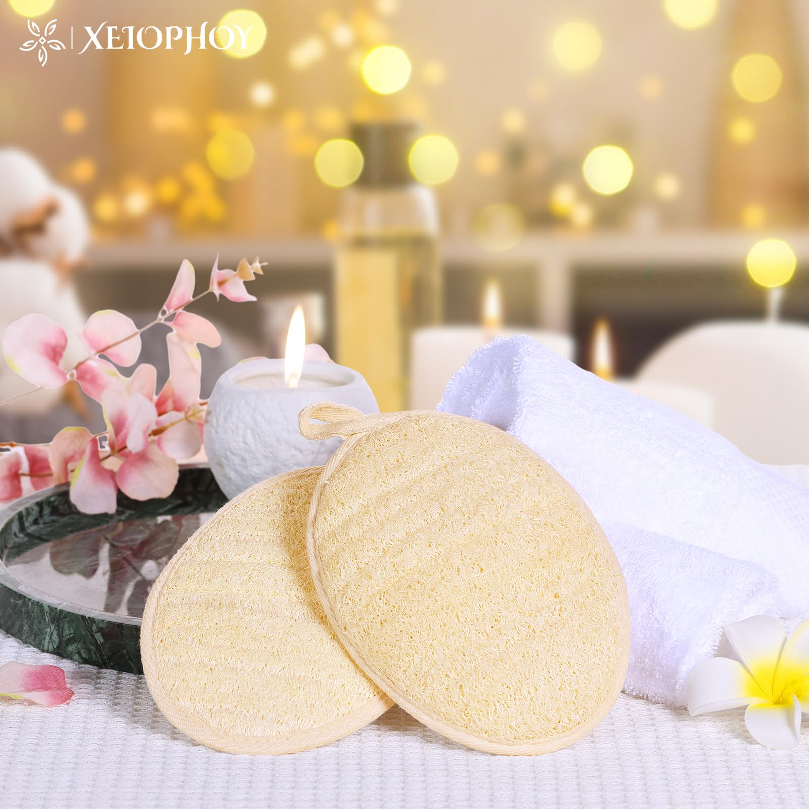 2PCS Premium Natural Loofah Sponge - Exfoliating Body Scrubber for Men, Women & Kids | Eco-Friendly Biodegradable Shower Scrubber for Face & Body | Perfect for Daily Skincare, Spa & Bath Routine