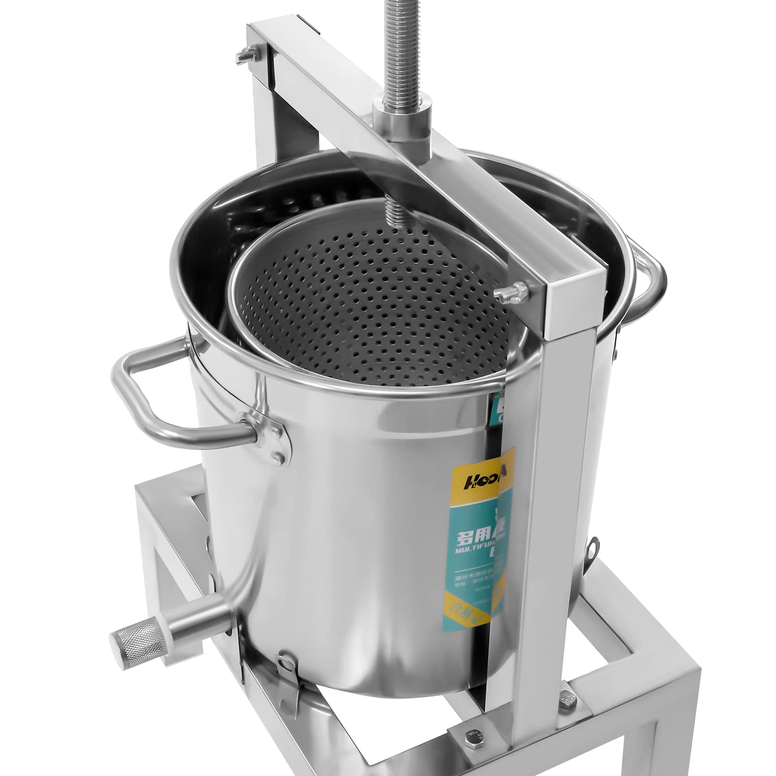 10L Stainless Steel Fruit Press for Cider, Wine & Juice Making - Heavy Duty 304 Stainless Steel Crusher for Apples, Grapes & Berries - Perfect for Home Brewing, Winemaking & Fresh Juice Extraction