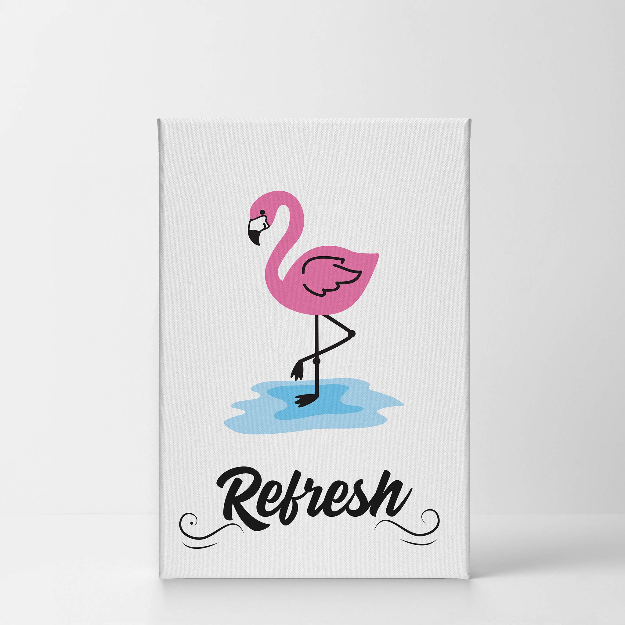 Flamingo Bathroom Wall Art - 12x8 Canvas Print for Home Decor